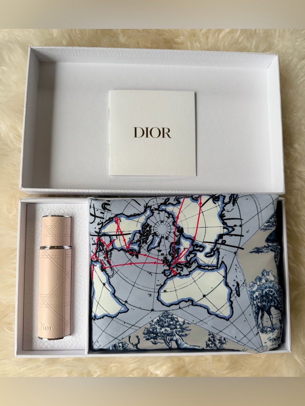 Dior Around the World Drawstring Bag w Dior  Cannage Pattern Travel Bottle Set
